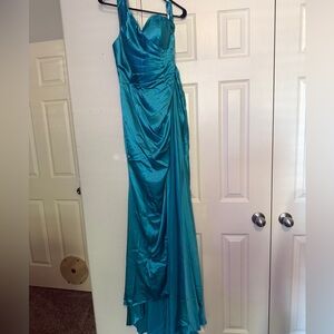 Chic One-Shoulder Teal Dress
